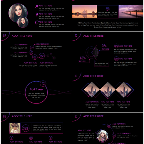 极致酷黑+iOS梦幻欧美风商务通用PPT模板